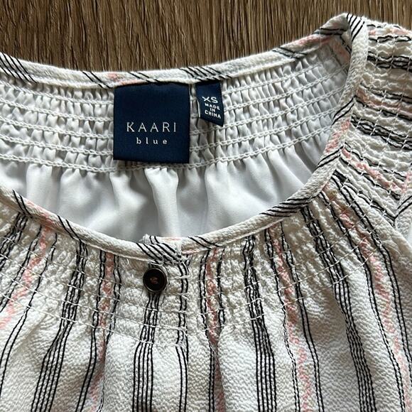 Kaari Blue High Neck Sleeveless Maxi Dress Cream Black & Pink Striped XS - Picture 2 of 6